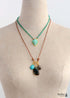 Boho Necklace, Labradorite Amazonite Leather Pendant Necklace